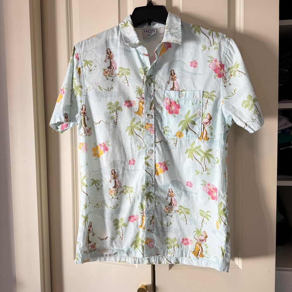 Empyre Shirt Mens‎ Size S 100% Cotton Short Sleeve Hawaiian Hula Button Down